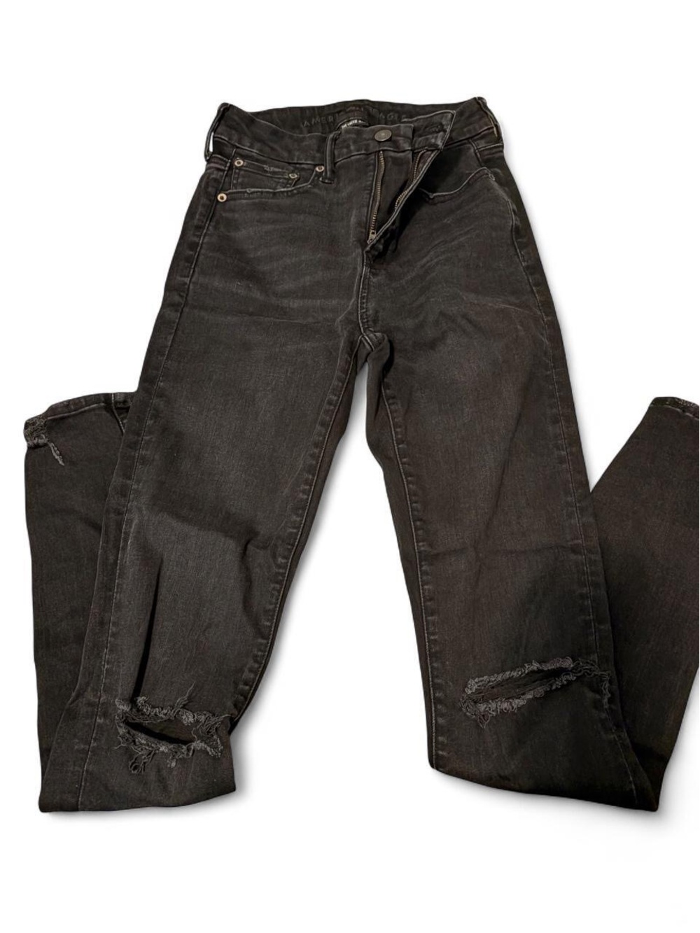 American Eagle Outfitters Black Relaxed Ripped Jeans